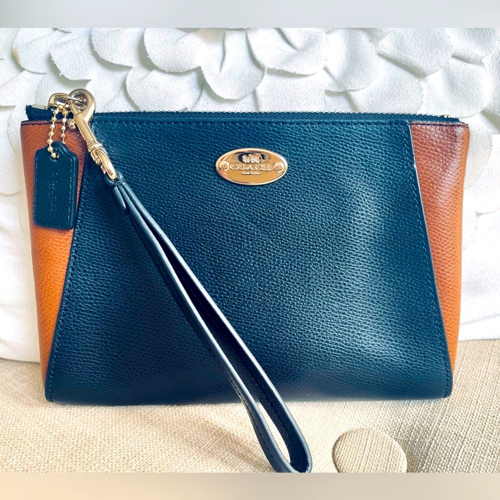 Coach Black and Brown Wristlet with Gold hardware - Picture 2 of 10